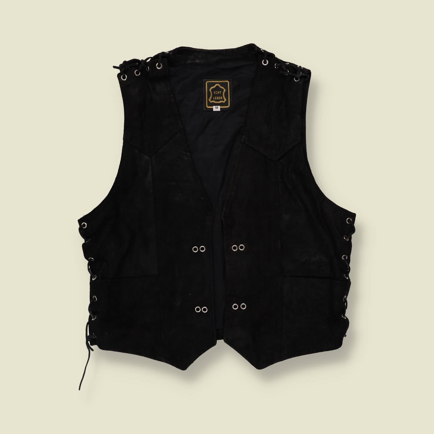 1980s–1990s | Black Suede Leather Gilet - M