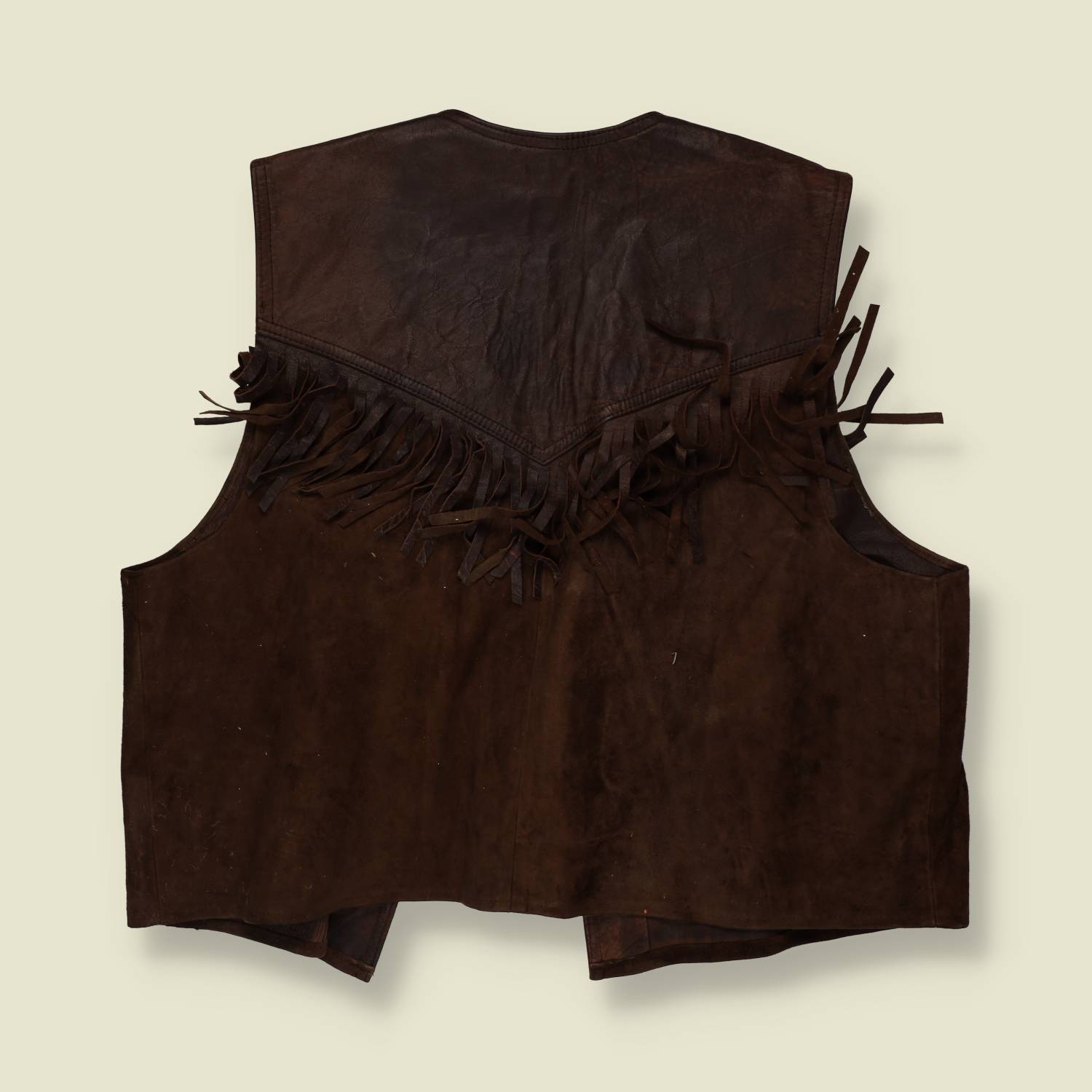 1980s–1990s | Brown Suede Leather Gilet - 4XL