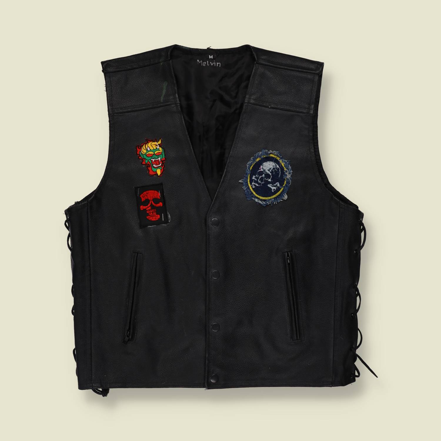 1980s–1990s | Leather Biker Gilet - S