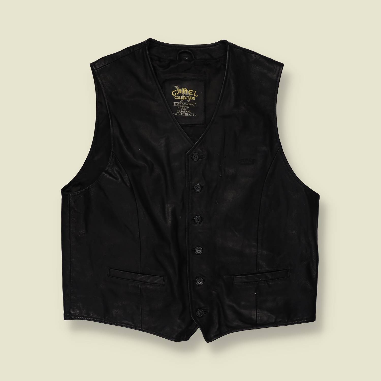 1990s | Camel Collection | Leather Gilet - XL