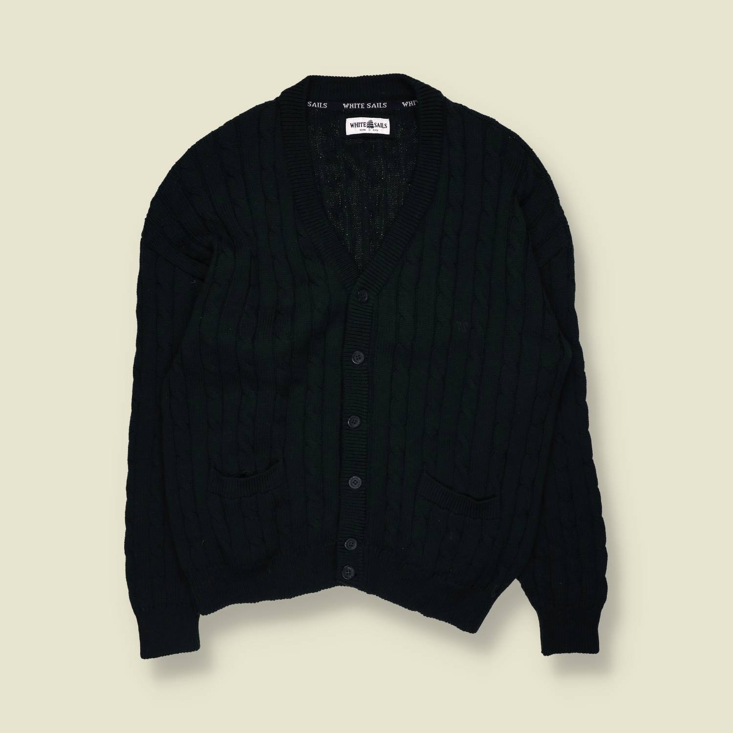 1980s | White Sails | Made In Italy | Cardigan - L