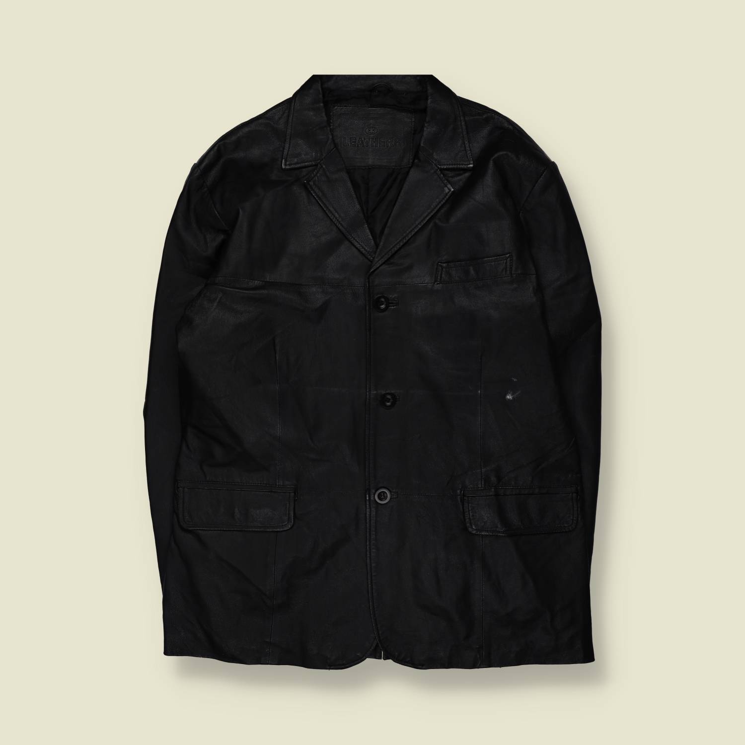 1990s | Leather Jacket - XXL