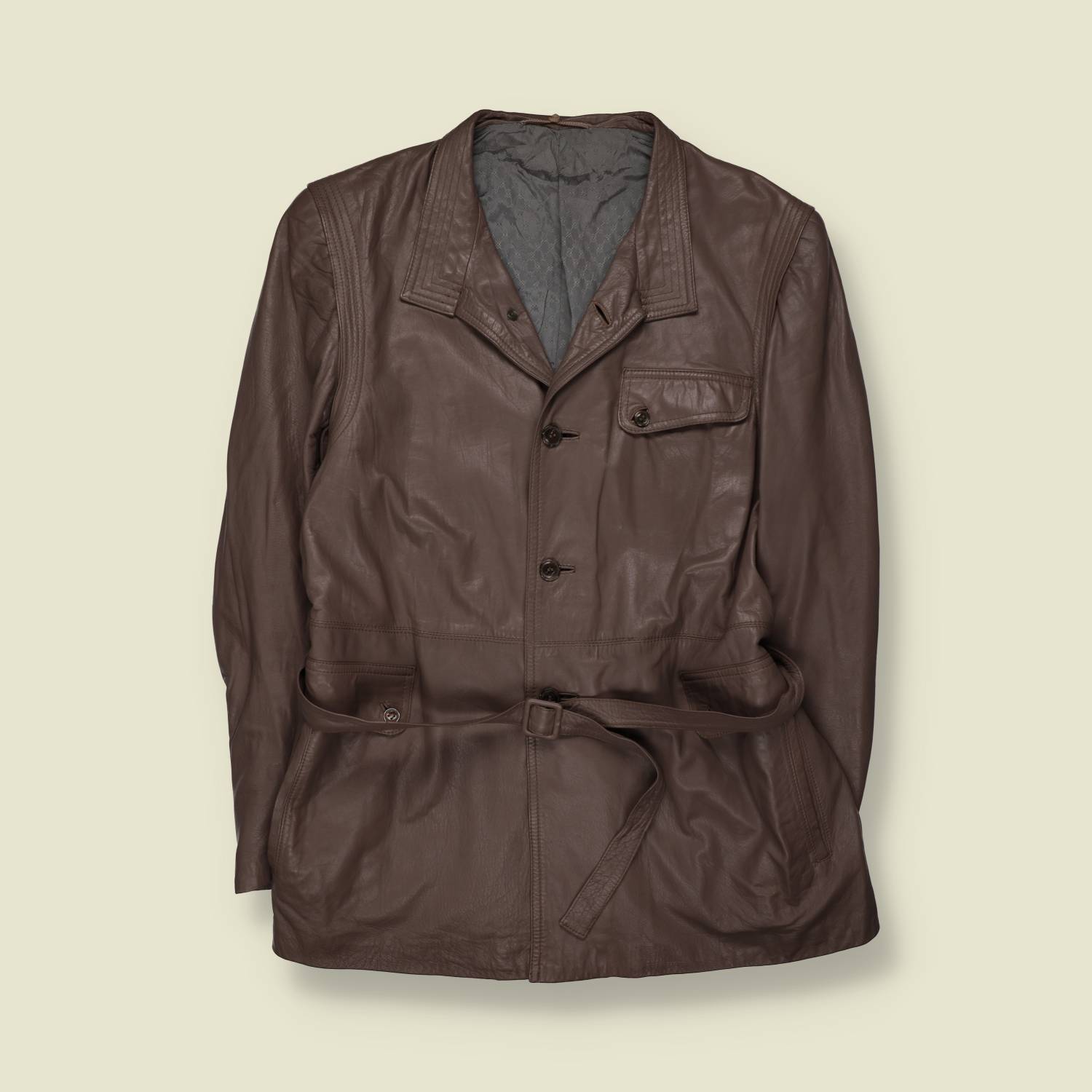 1980s | Belted Leather Jacket - M