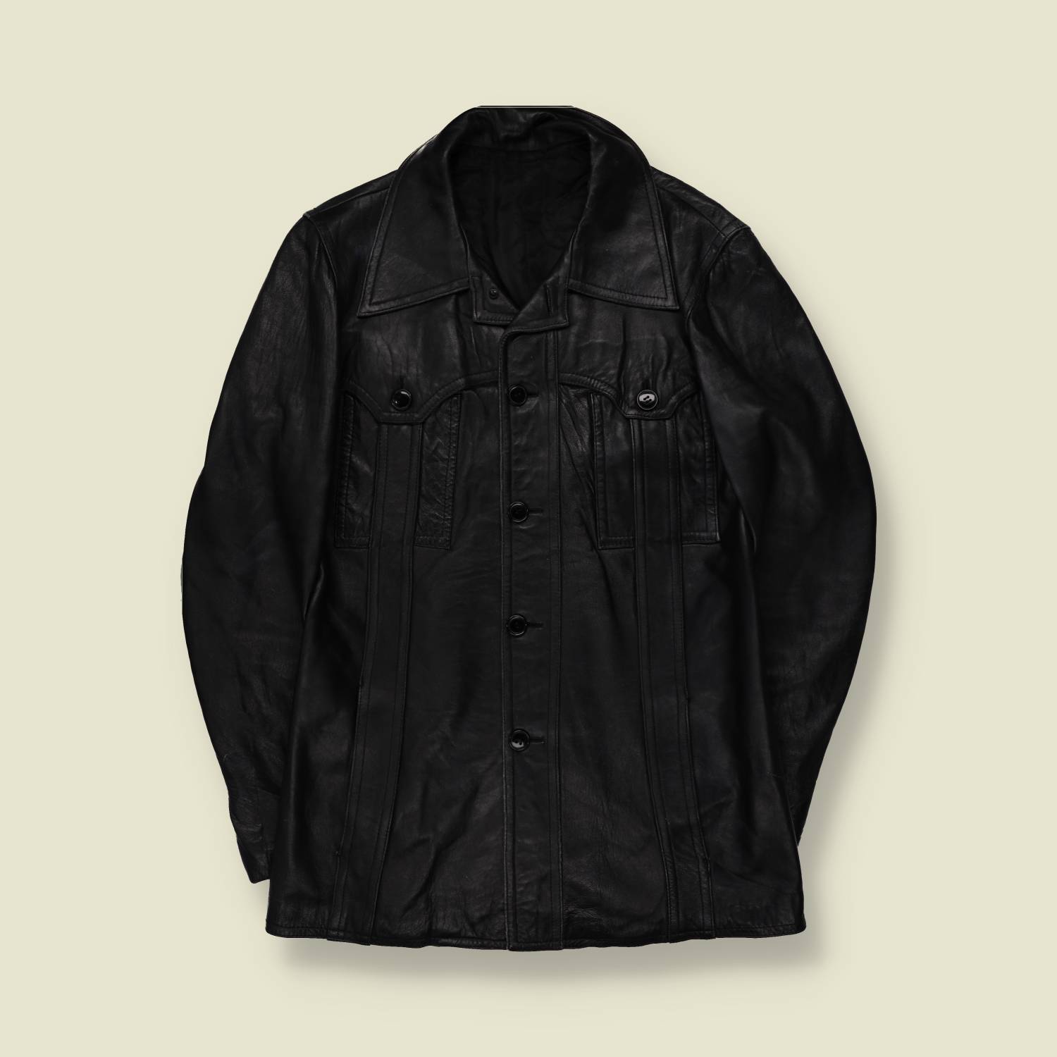 1970s | Soft Leather Jacket | Black - XS