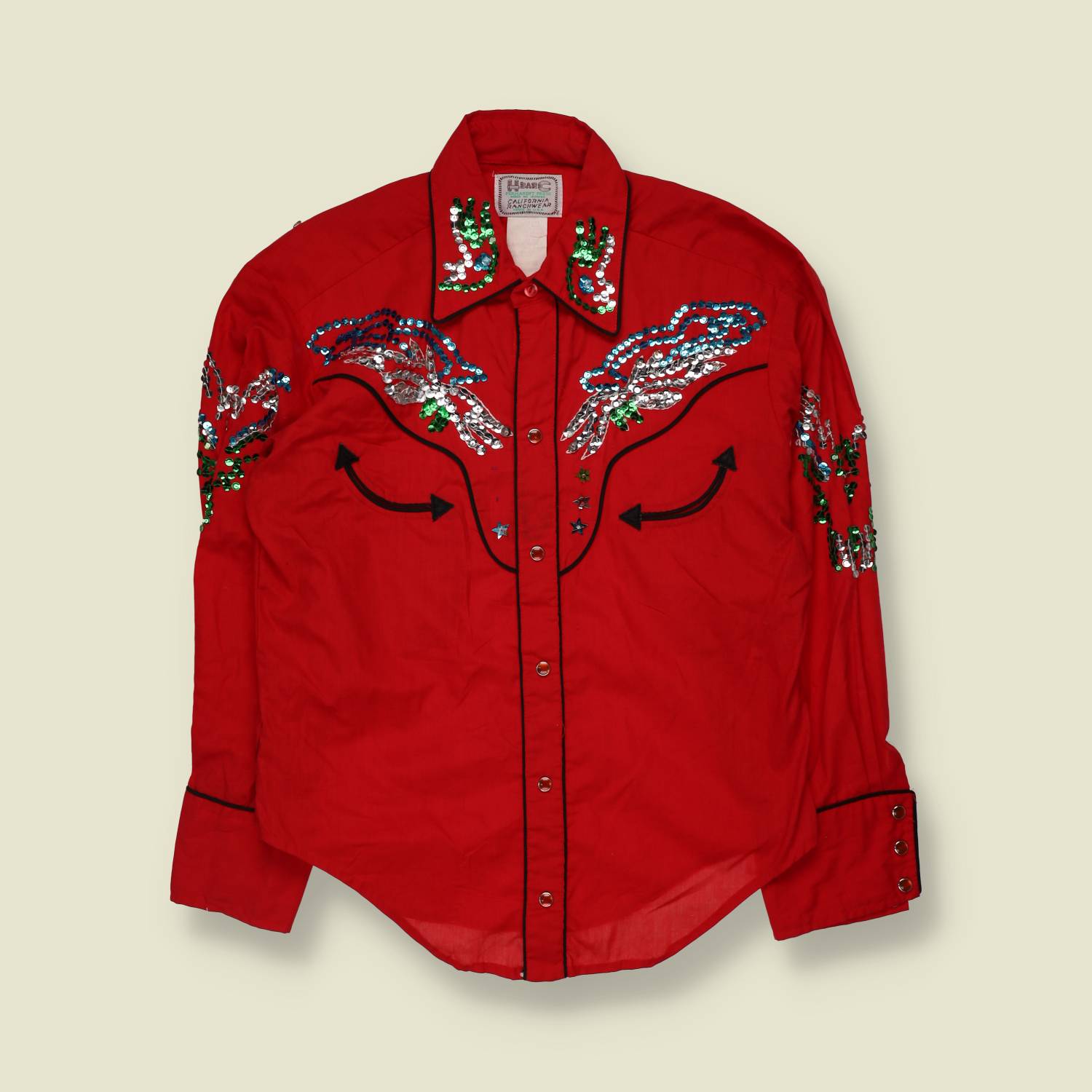 1980s | H Bar C | Made In USA | Western Shirt | Red - S