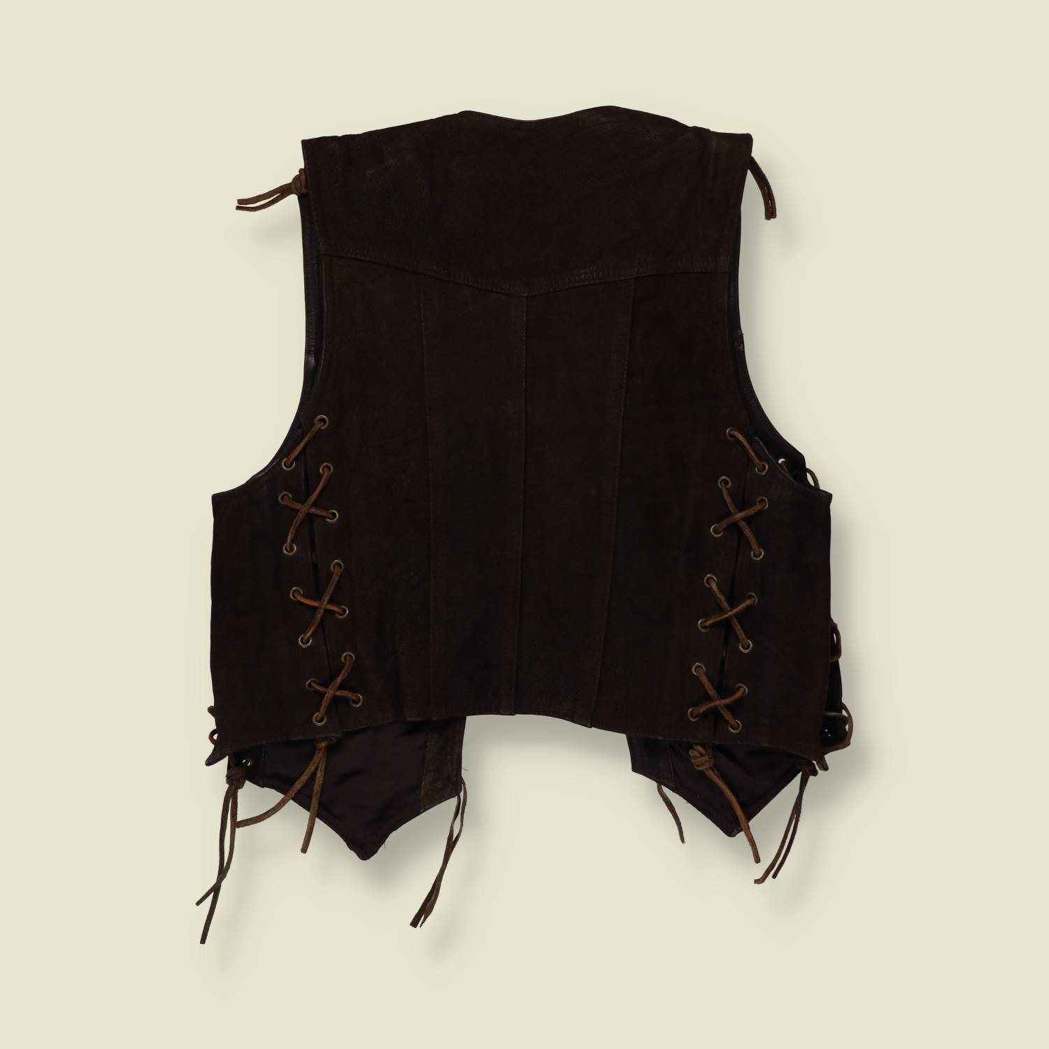 1980s | Roadwear | Suede Leather Gilet | Brown - S
