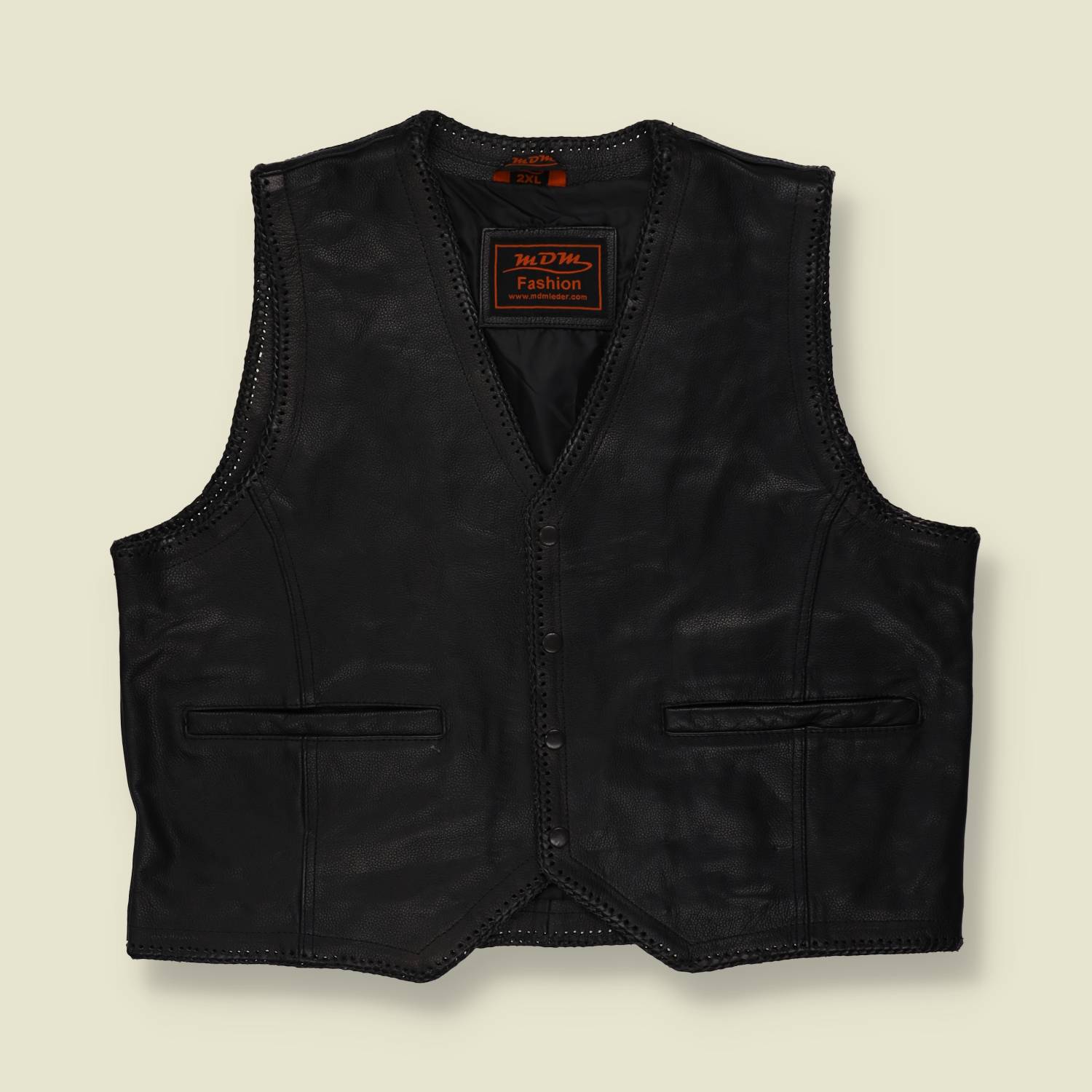 2000s | MDM | Leather Gilet | Black - XL