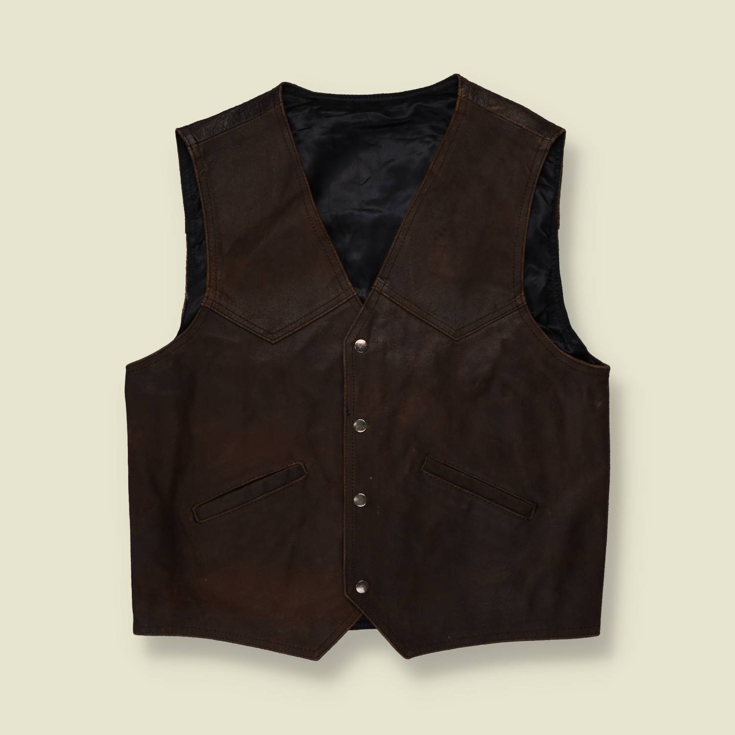 1980s | Western Style Suede Leather Gilet | Brown - M