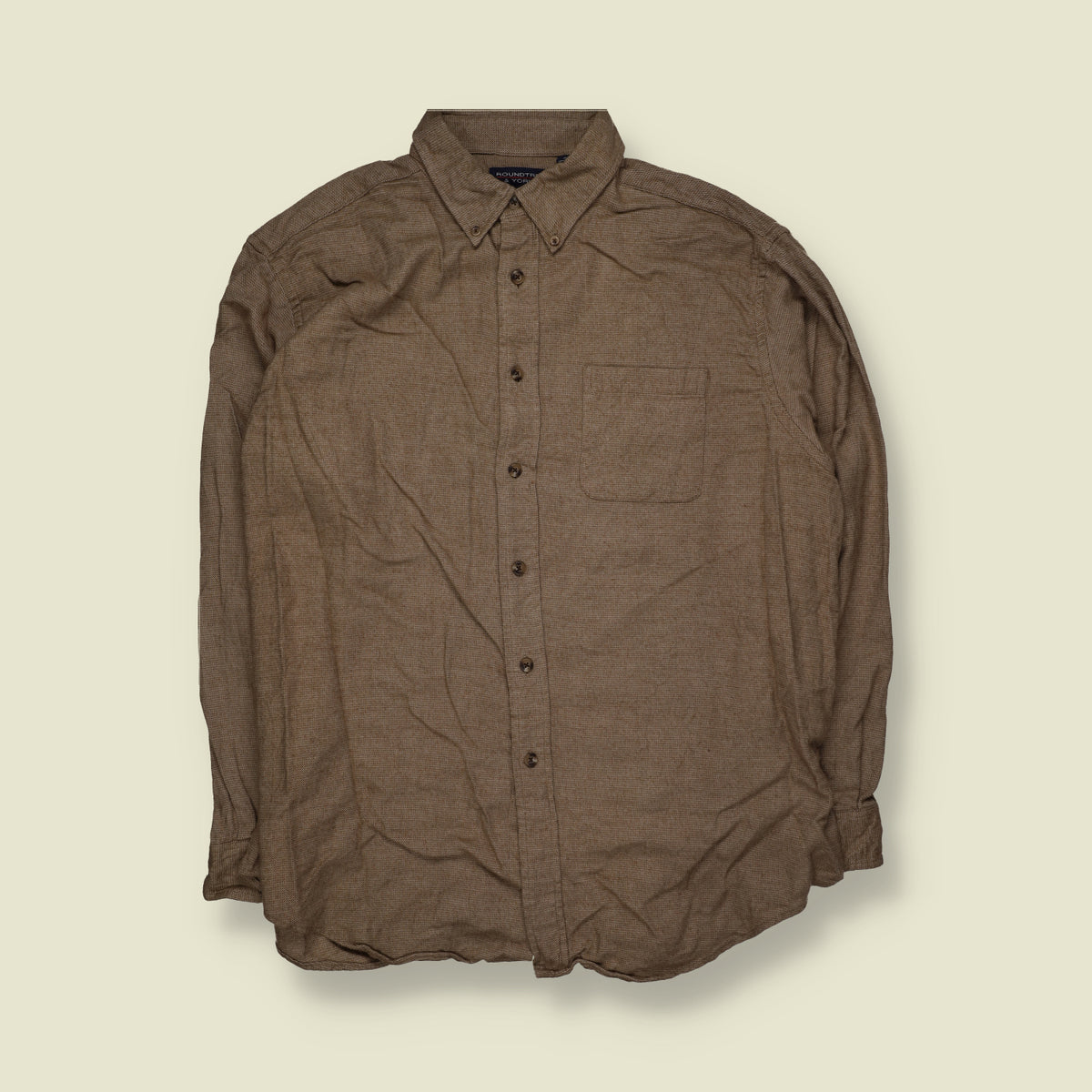1990s | Rowntree & Yorke | Cotton Shirt | Brown - XXL