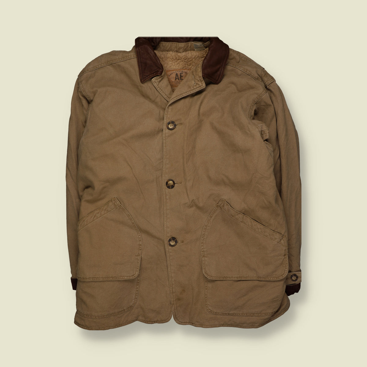 1990s | American Eagle | Sherpa Lined Jacket | Tan - 3XL