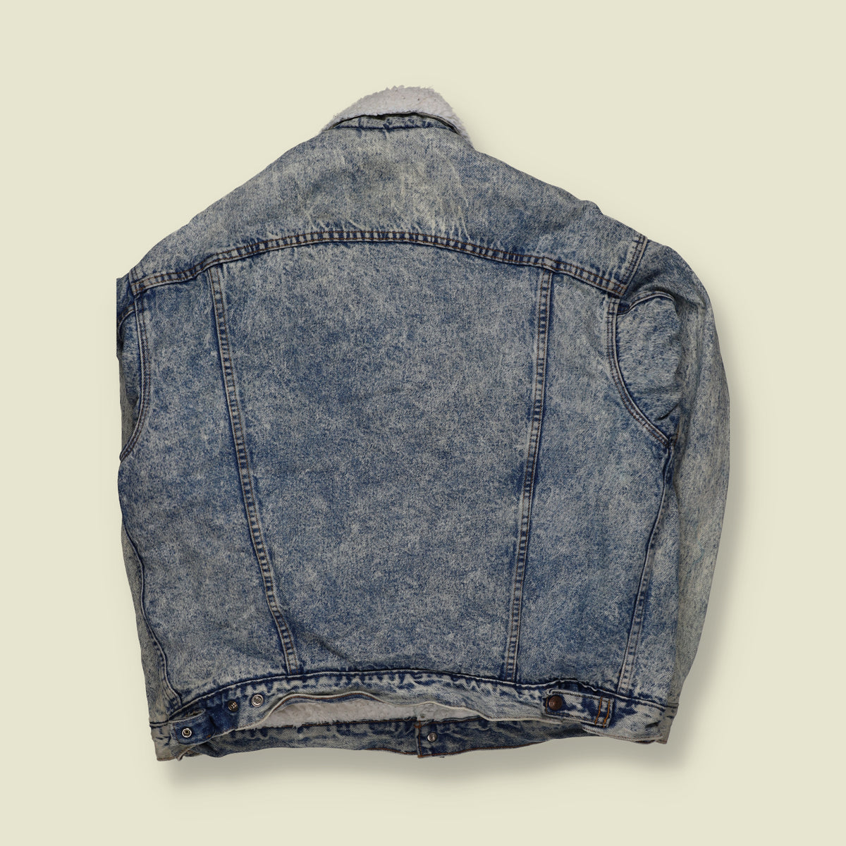 1980s | Levi’s | Made in USA Acid Wash Sherpa Lined Denim Jacket | Blue - XXL