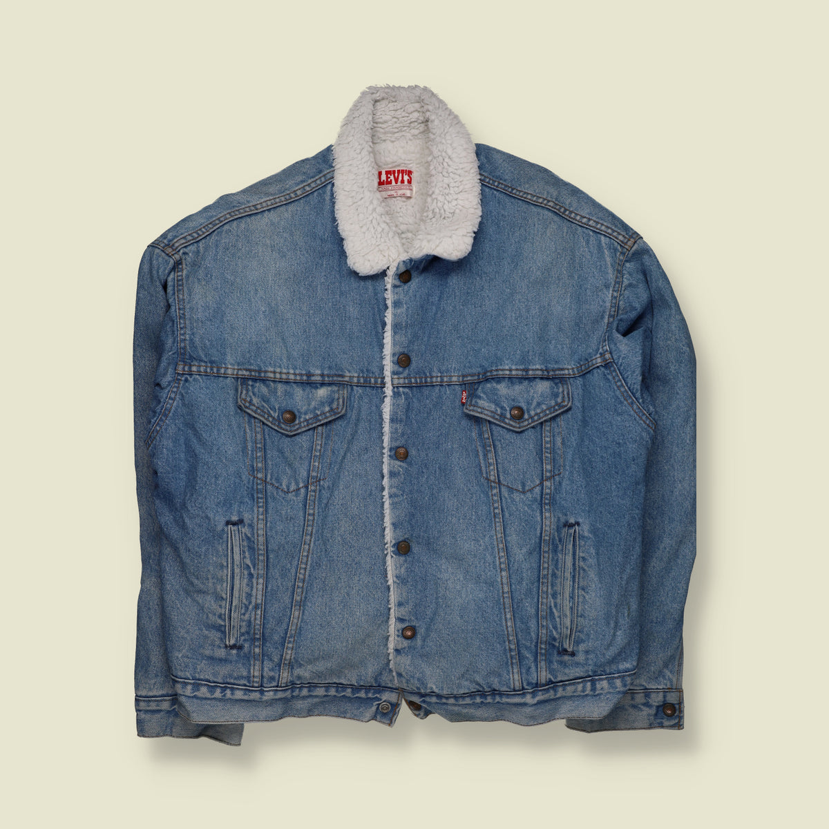 1980s | Levi’s | Made in USA Sherpa Lined Denim Jacket | Blue - XL