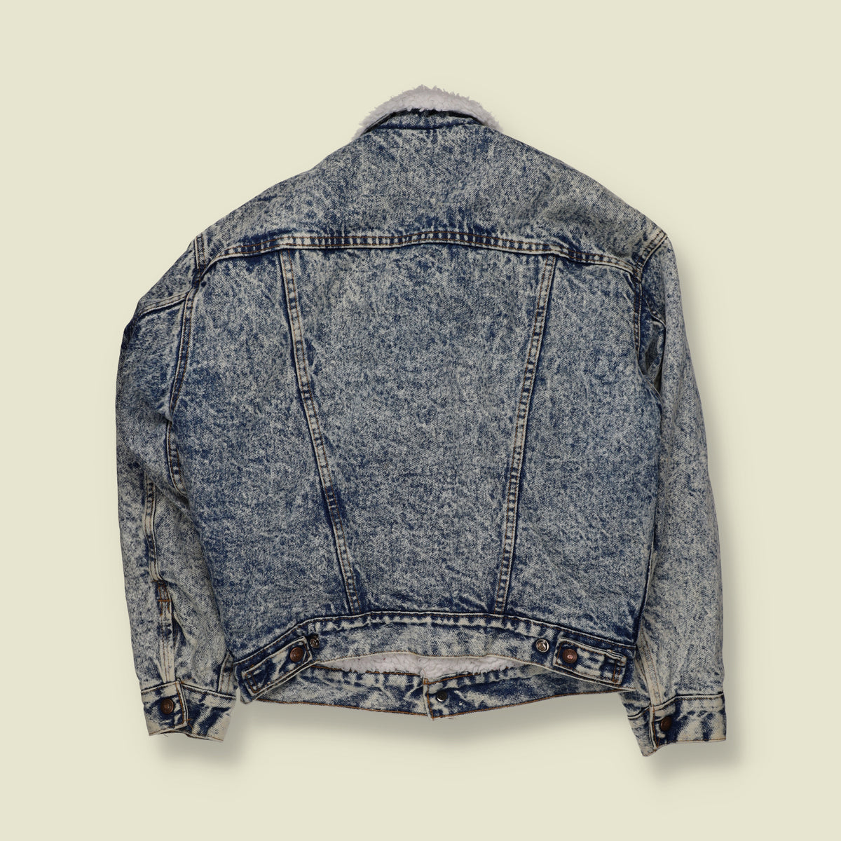 1980s | Levi’s | Made in USA Acid Wash Sherpa Lined Denim Jacket | Blue - S
