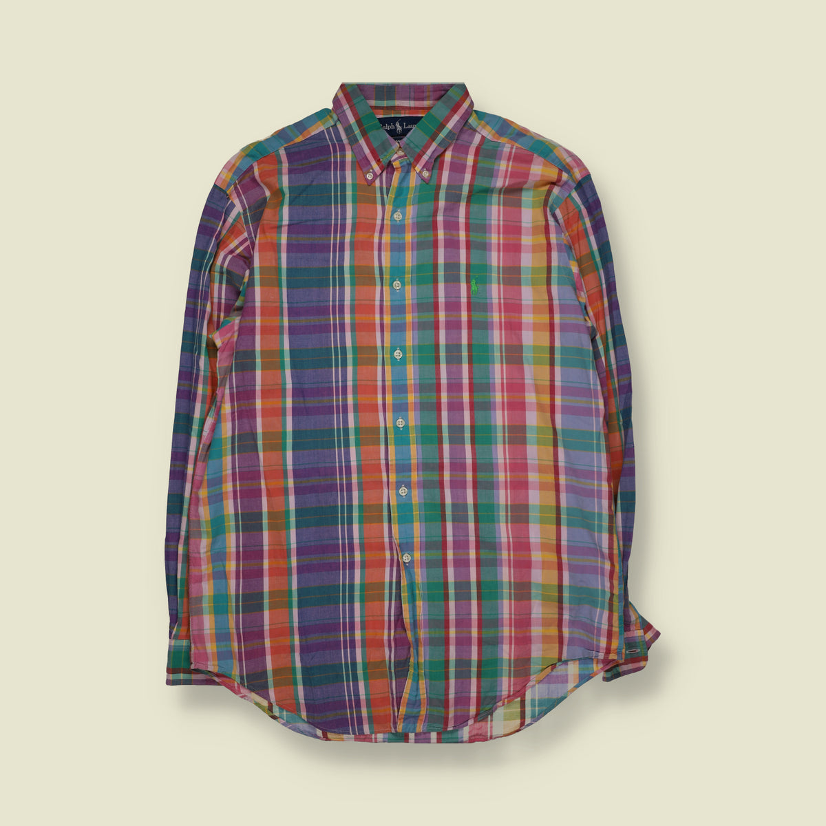 1990s | Ralph Lauren Multicolour Check Shirt | Pink, Green & Purple - XL
