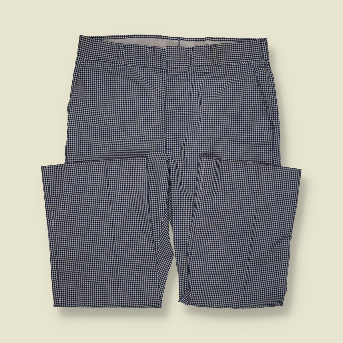 1970s | Hubbard Slacks Check Trousers | Navy & White - W36