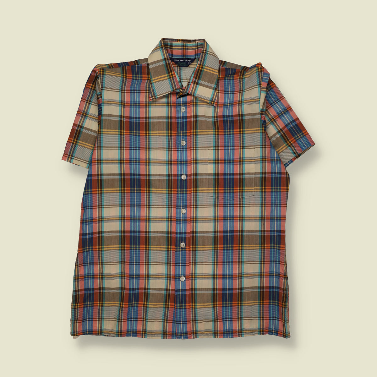 1970s | Van Heusen Short Sleeve Check Shirt | Multicolour - M