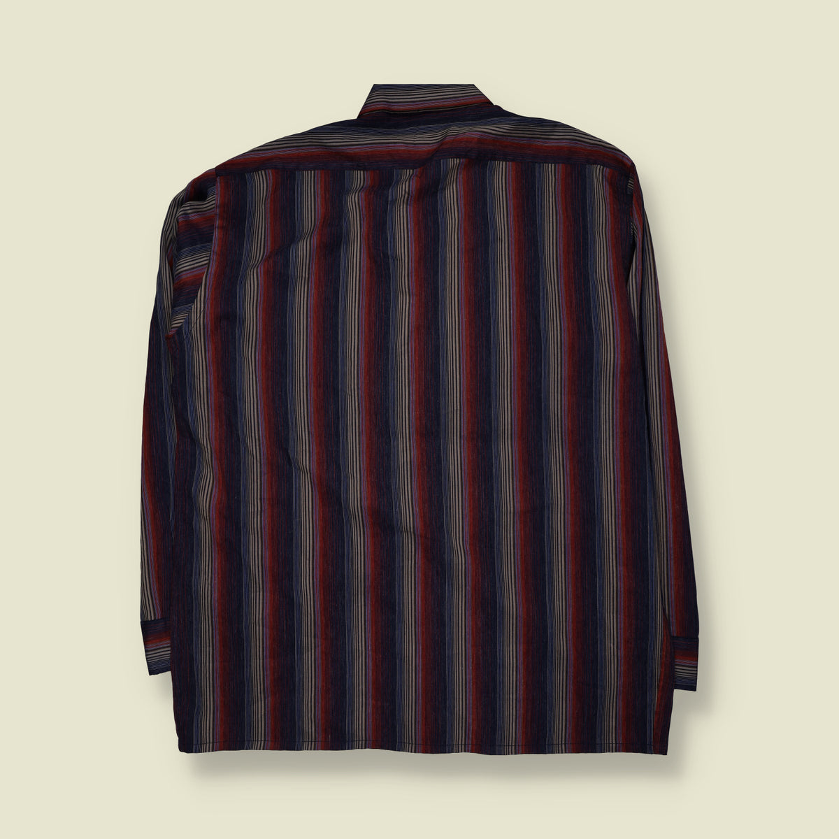 1970s | Cambridge | Vertical Stripe Shirt | Navy, Red & Grey - XXL