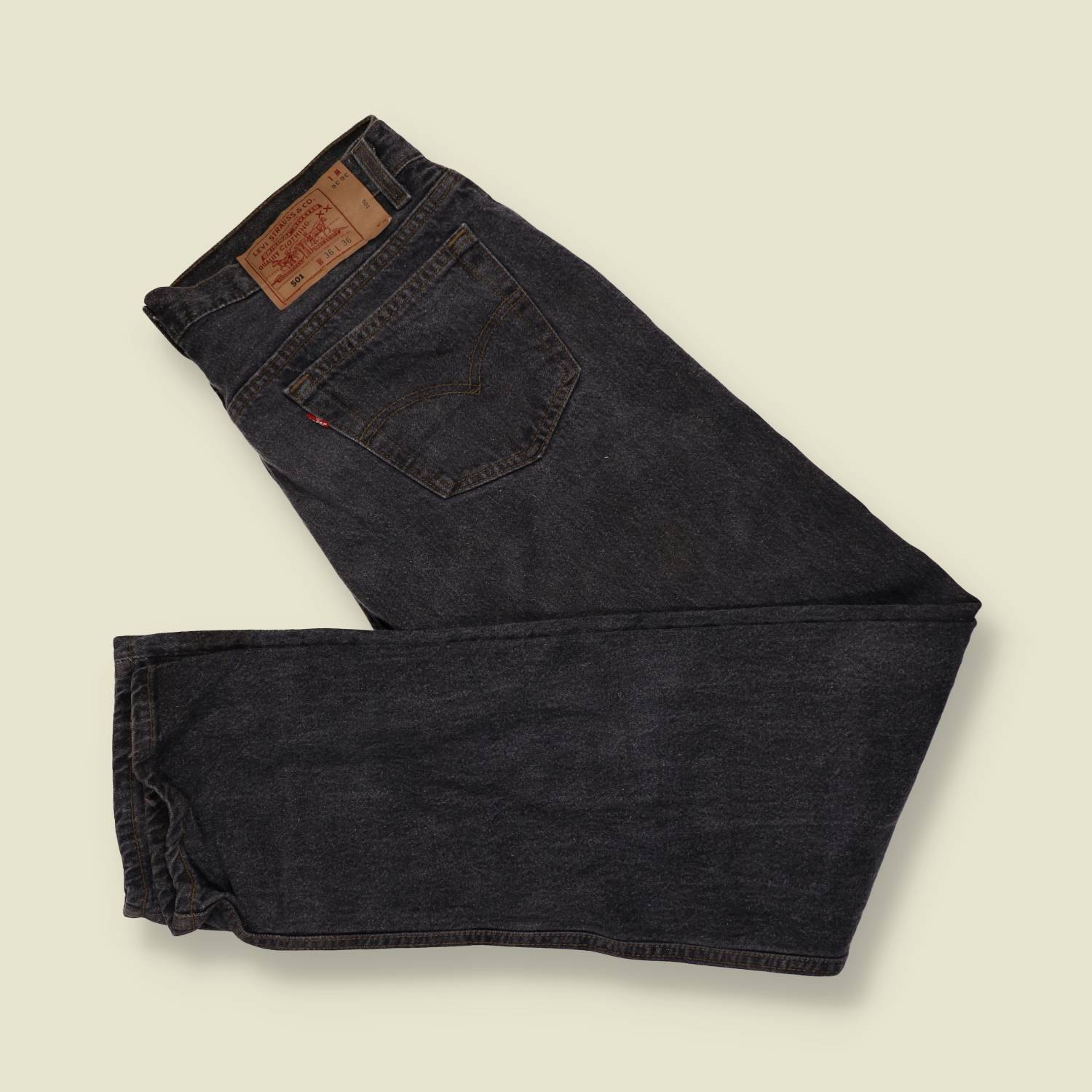 1980s-90s | Levi's | Charcoal Black 501 Straight Leg Jeans - Made in USA - w36