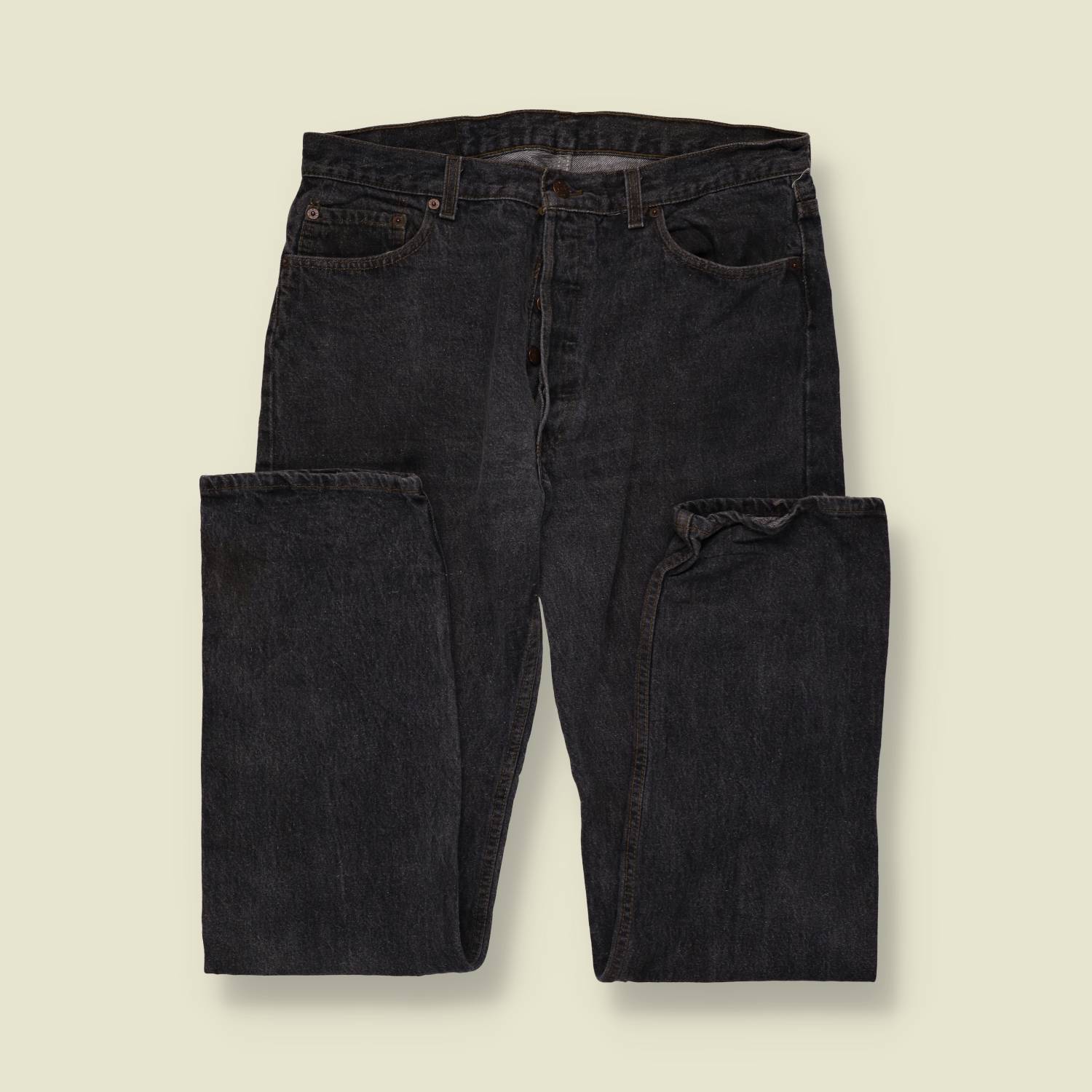 1980s-90s | Levi's | Charcoal Black 501 Straight Leg Jeans - Made in USA - w36