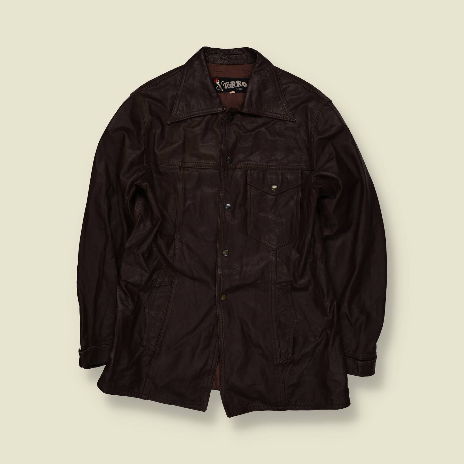 1970s | Turro | Dark Brown Leather Snap Front Jacket - XXS