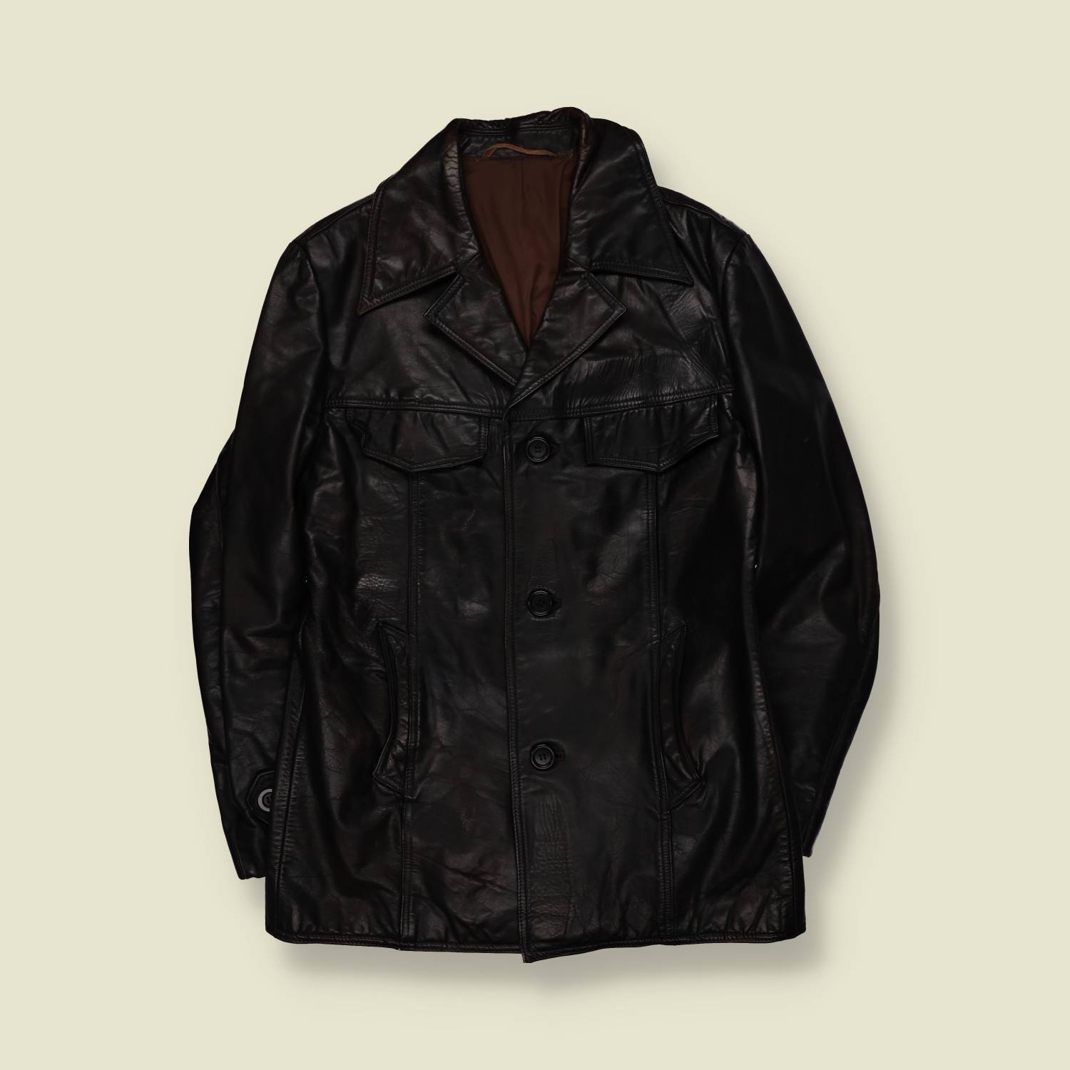 1970s | Leather Button Front Jacket - S