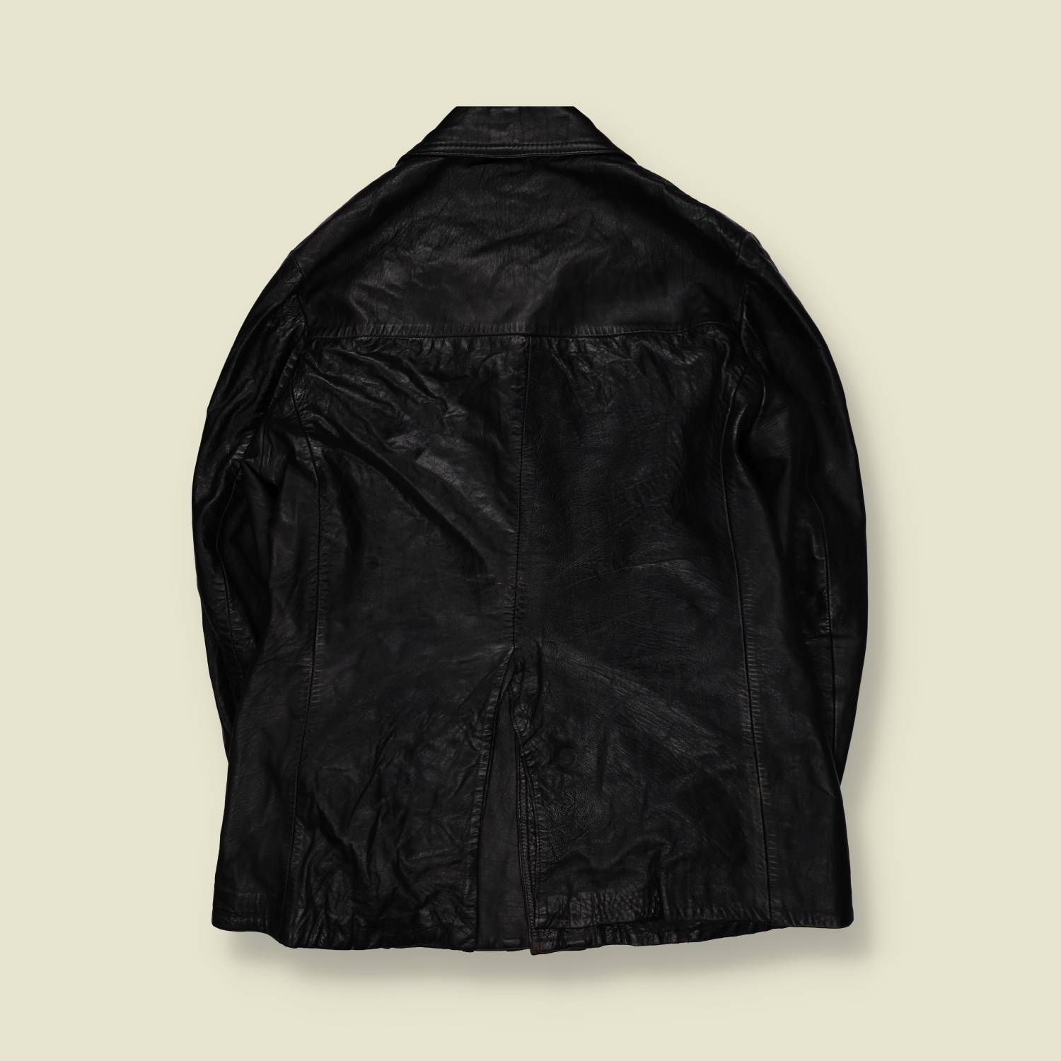 1970s | Black Leather Button Front Field Jacket - S