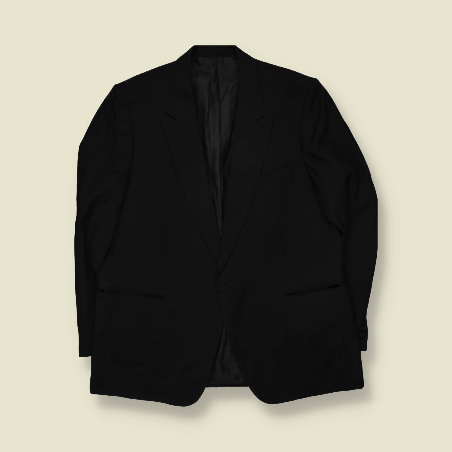 1970s-80s | Black Single Breasted Two-Piece Suit - L