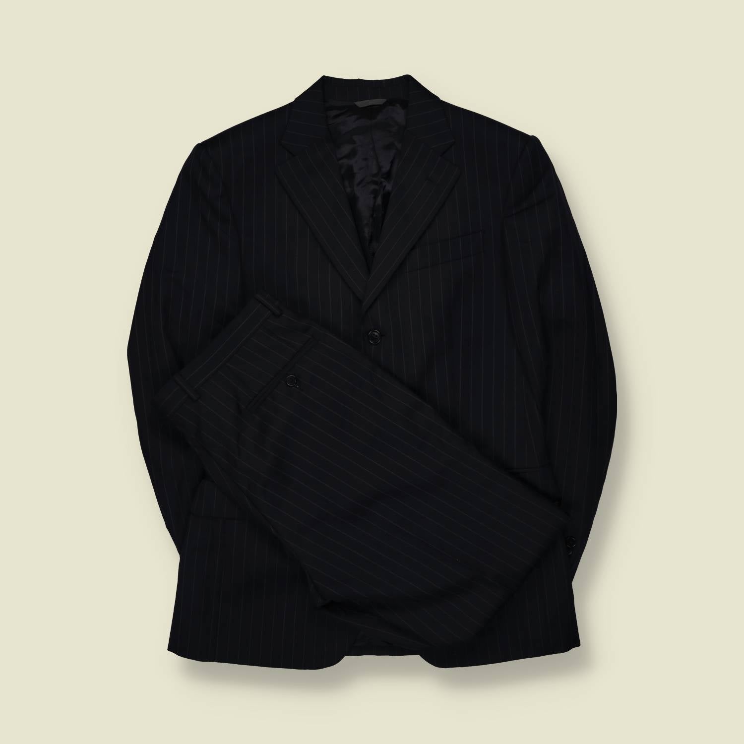 1990s | Cerutti | Navy Pinstripe Single Breasted Two-Piece Suit - M