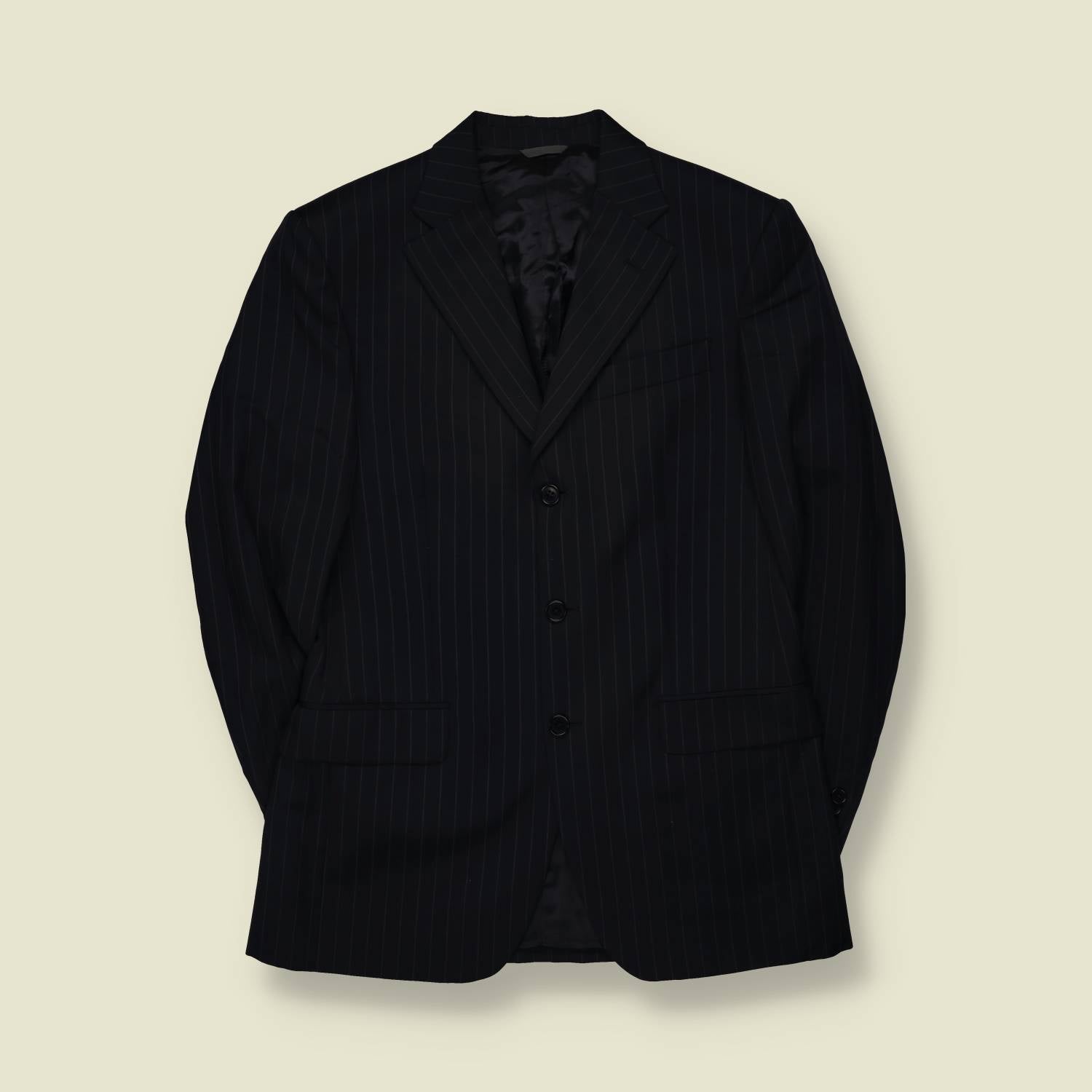 1990s | Cerutti | Navy Pinstripe Single Breasted Two-Piece Suit - M
