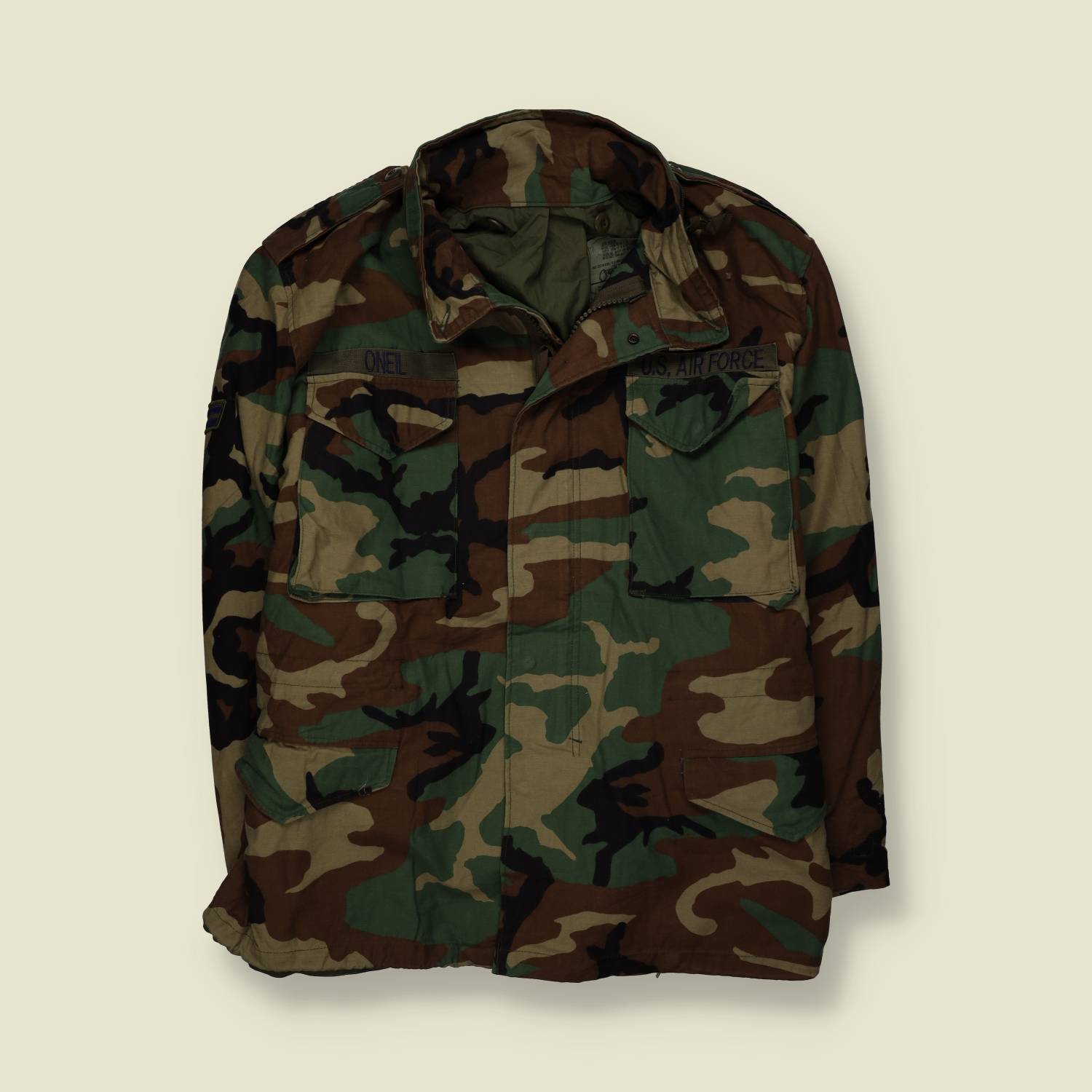 1990s | Woodland Camo M65 Field Jacket - U.S. Air Force Issued - XL