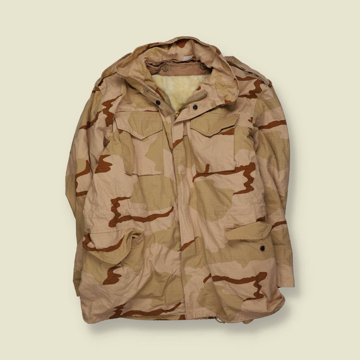 1990s | Desert Camo Sherpa-Lined M65 Field Jacket - XXL