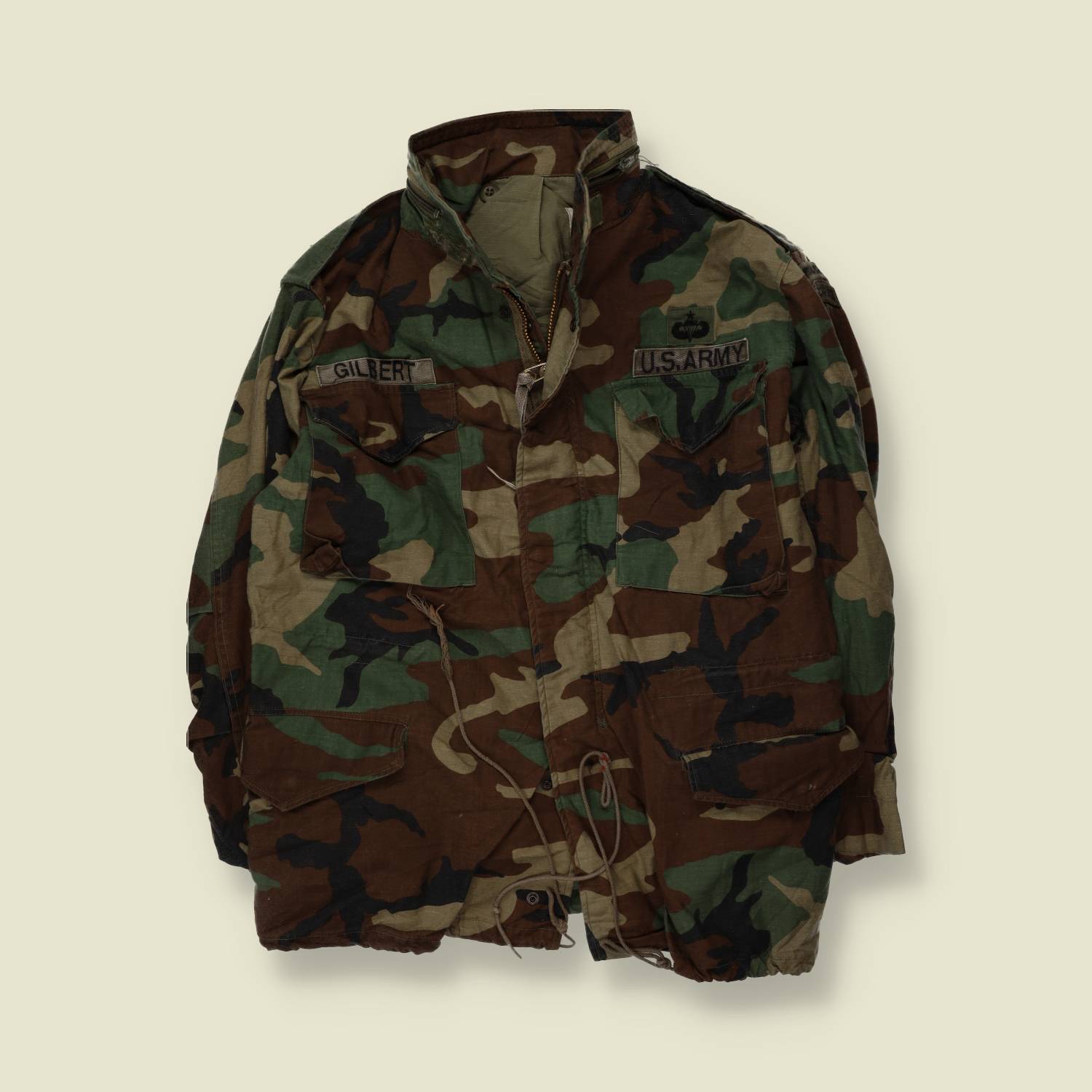 1980s | Woodland Camo M65 Field Jacket - U.S. Army Issued - XL