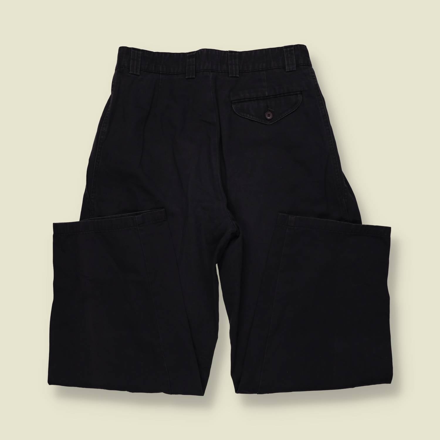 1990s | Navy High-Waisted Pleated Trousers - w30