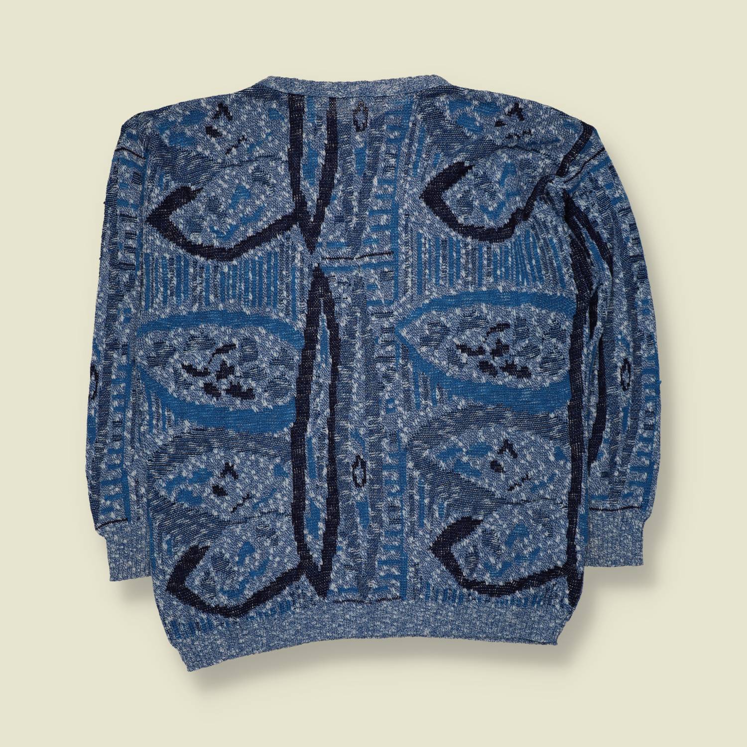 1980s | Abstract Pattern Jumper | Blue - M