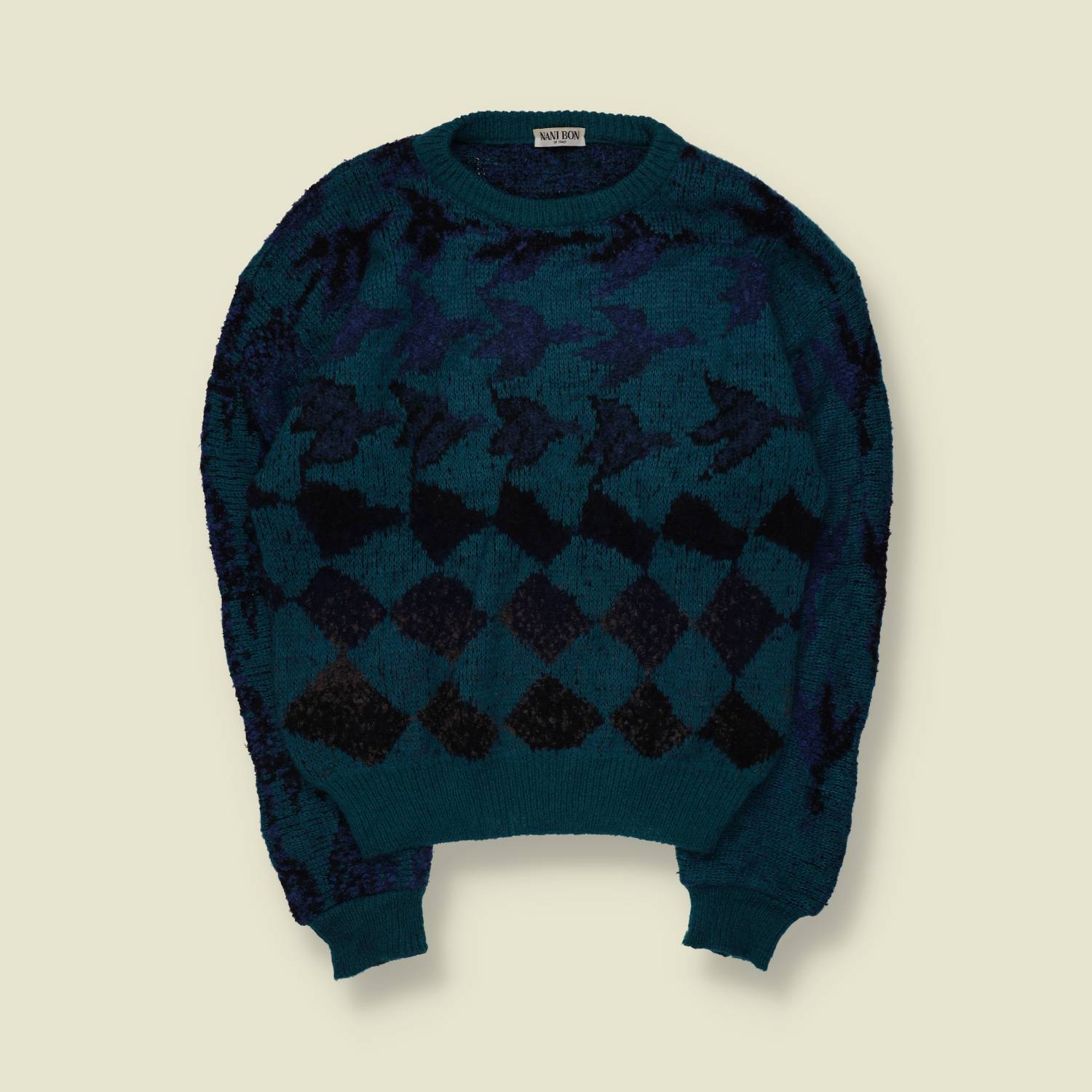 1980s | Nani Bon | Abstract Diamond Jumper | Teal/Navy - L