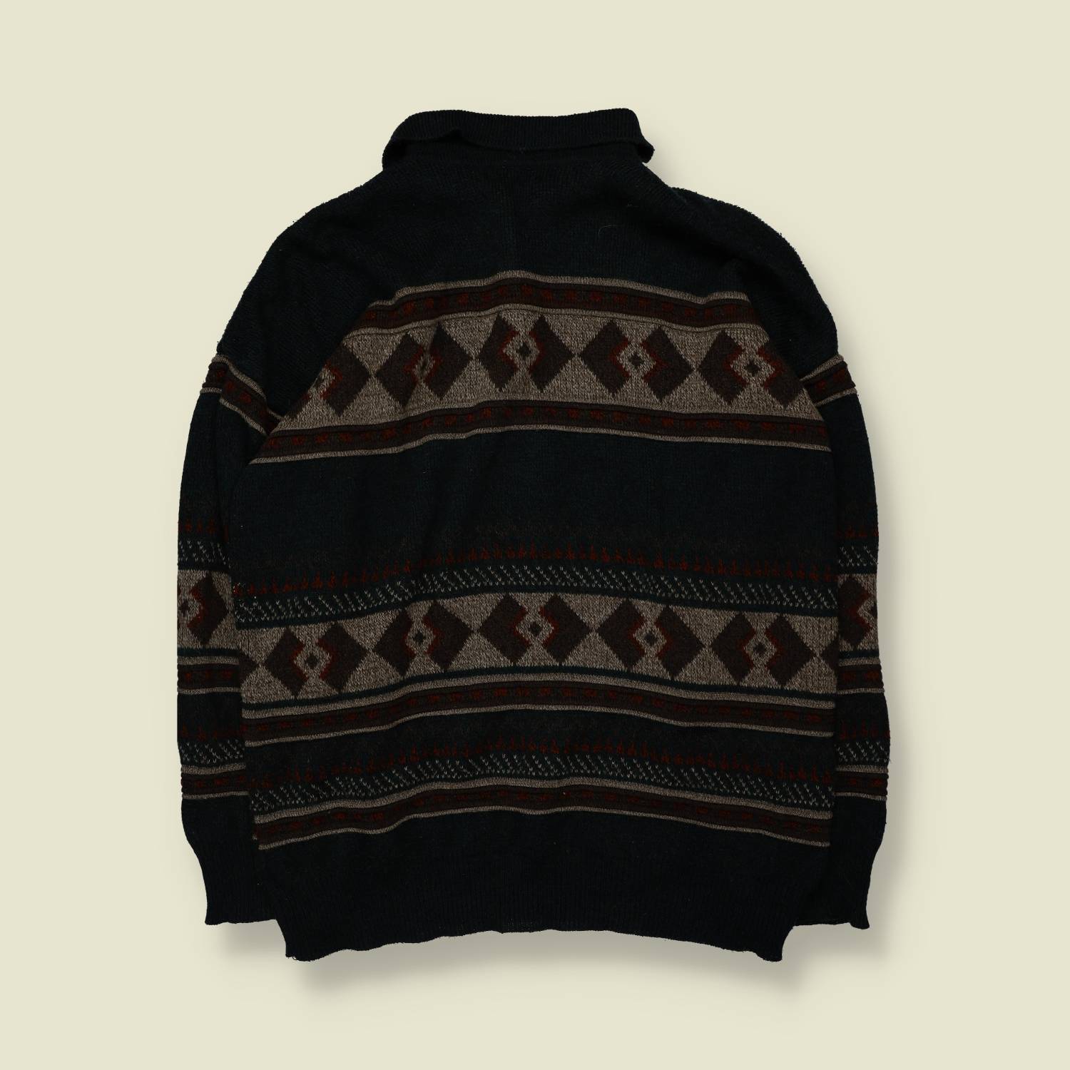 1980s | Ferraro | Crest Polo Jumper | Black/Brown - XXL