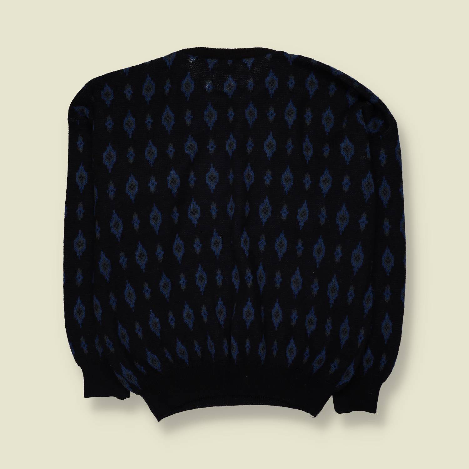1980s | Matinique | Diamond Pattern Jumper | Black/Blue - 3XL