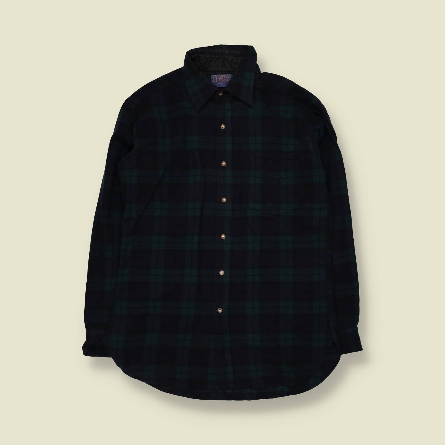 1970s | Pendleton | Tartan Wool Shirt | Black/Green - S