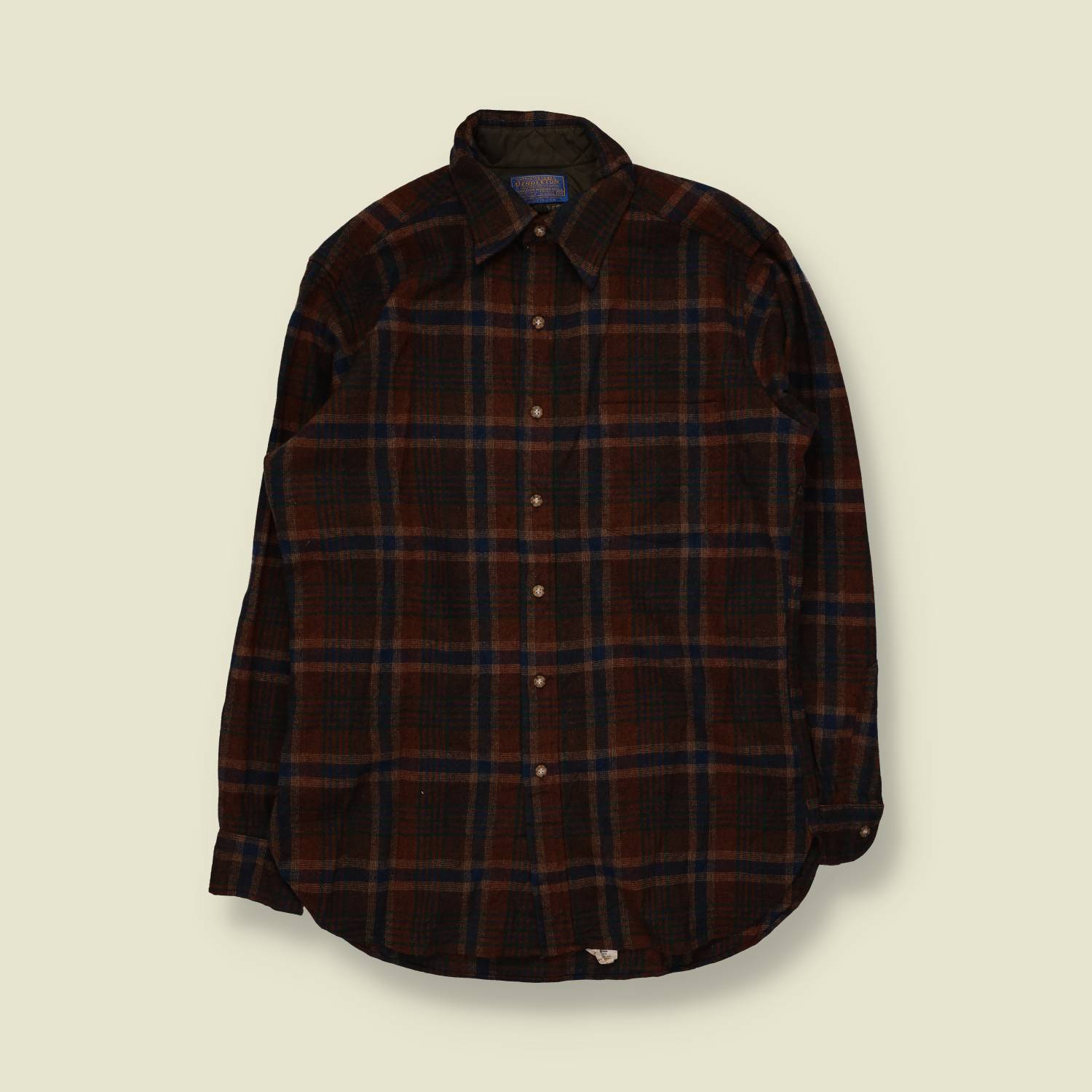 1970s | Pendleton | Tartan Wool Shirt | Brown/Navy - M
