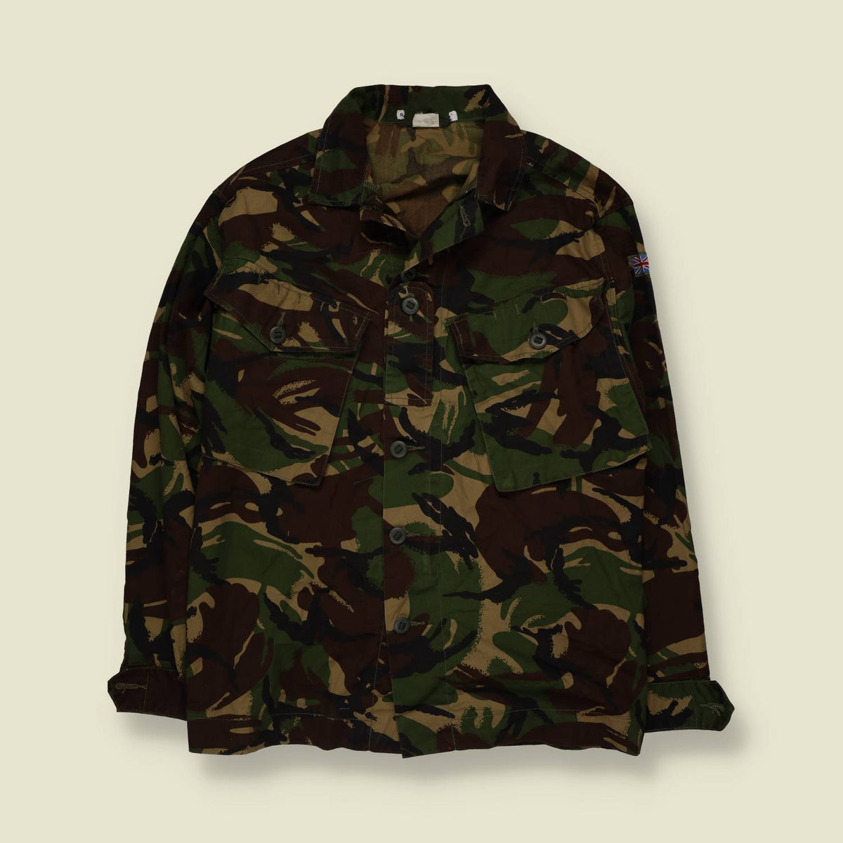 1990s | British Military | Thin DPM Jungle Camo Jacket | Green & Brown - S