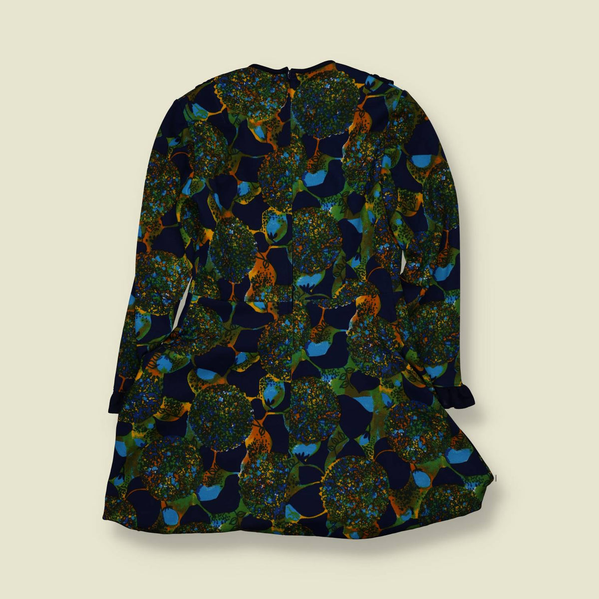 1970s | Tiger Modell | Floral Bib Dress | Navy & Green - 8