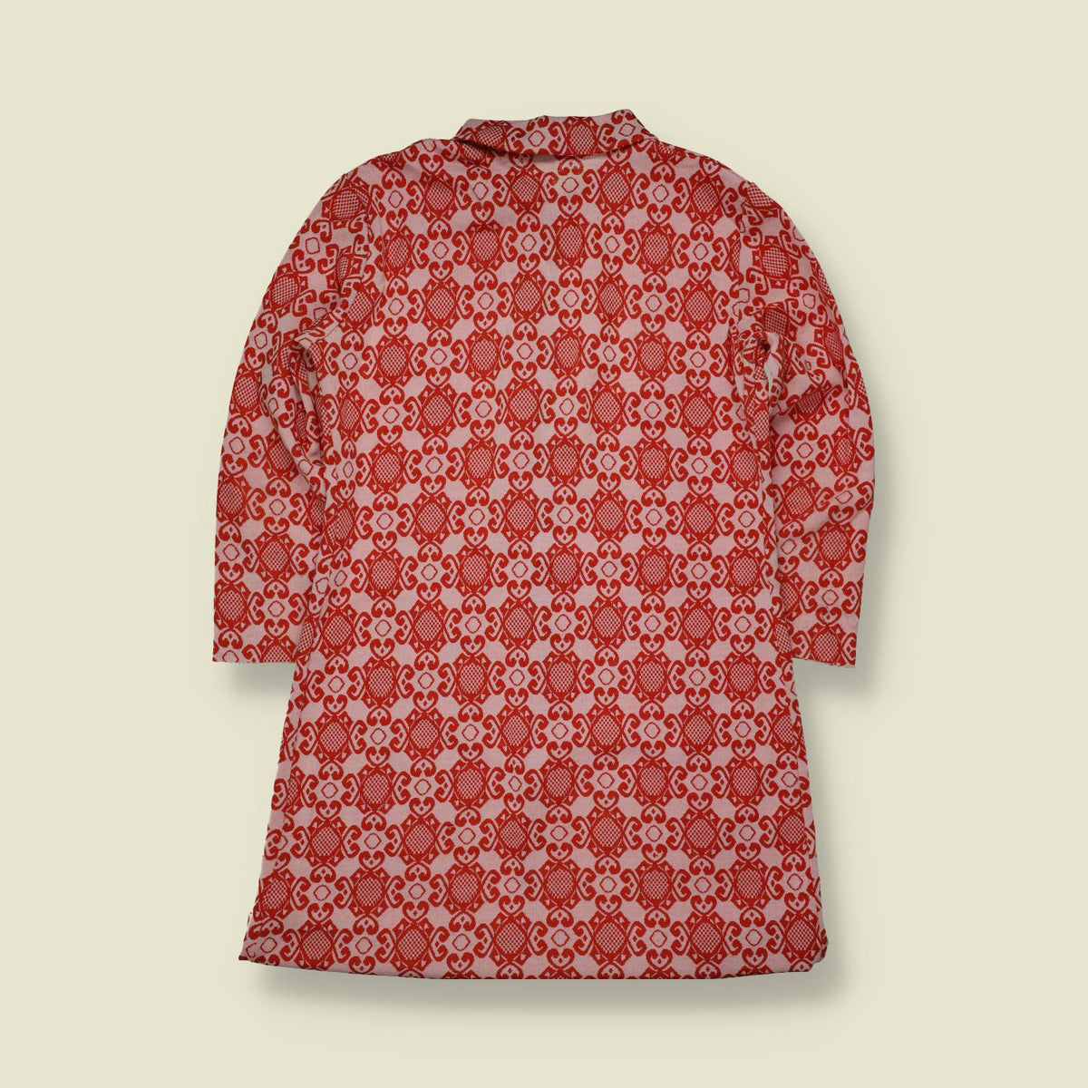 1970s | Armalla | Geometric Shirt Dress | Red & Cream - 8