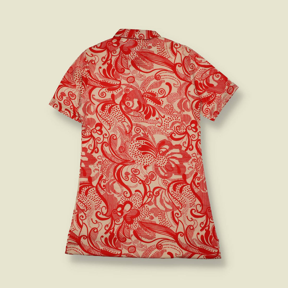 1970s | TGL | Deadstock Paisley Shirt Dress | Red & Cream - 8