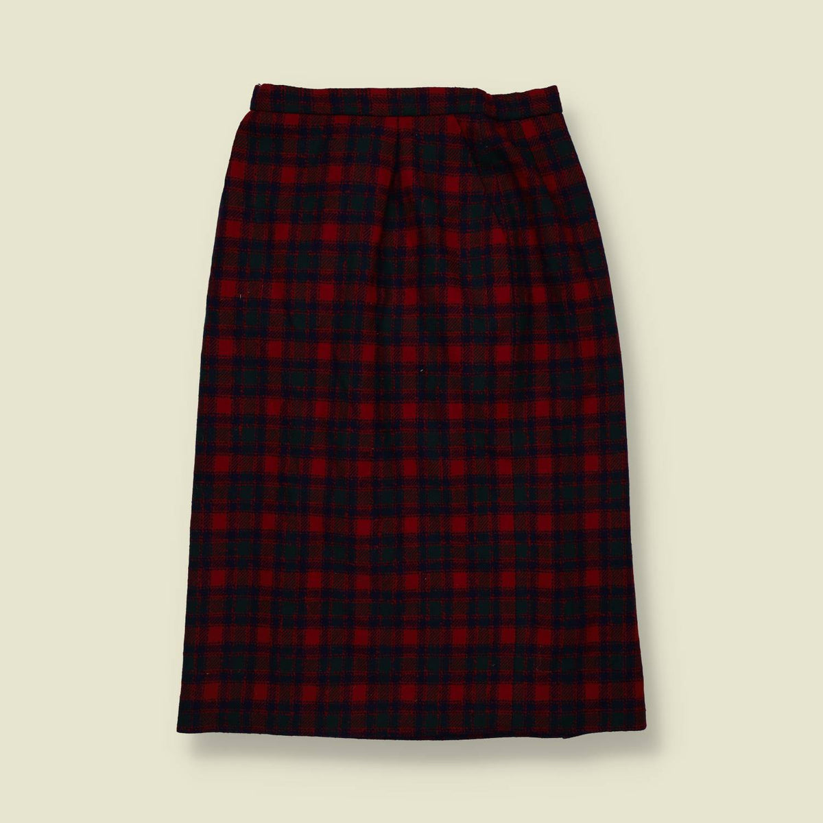 1980s | Pendleton | Wool Tartan Skirt | Red & Navy - w26