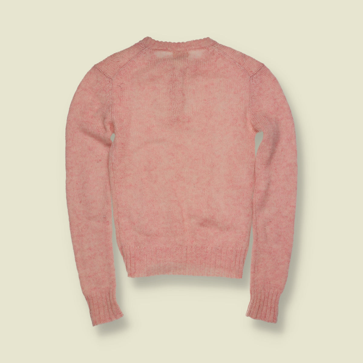 1970s | Casual Corner | Shetland Wool Cable Knit Button Neck Jumper | Pink - 4
