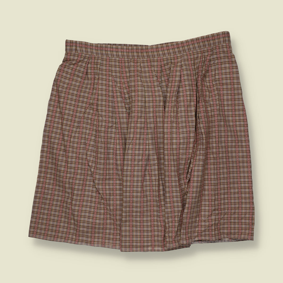 1980s | Geiger | Brown & Pink Plaid Pleated Skirt - W30