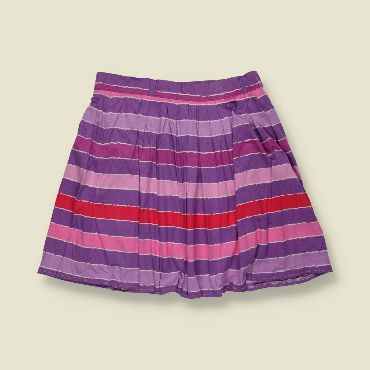 1980s | Purple & Pink Striped Pleated Skirt - W28