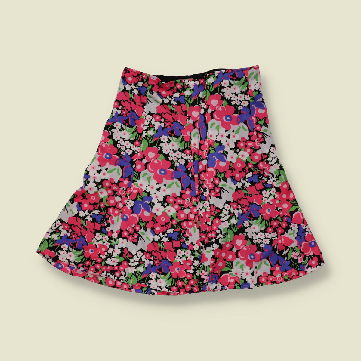 1970s | Rubin | Pink & Purple Floral Print A-Line Skirt - W24