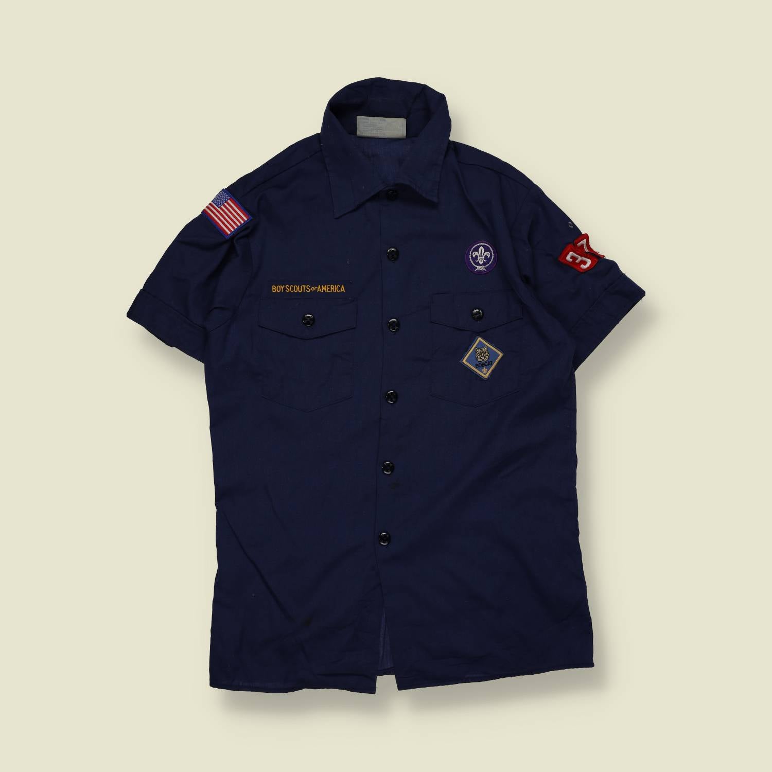 1980s–1990s | Boy Scouts of America | Short Sleeve Uniform Shirt | Dark Blue – XS