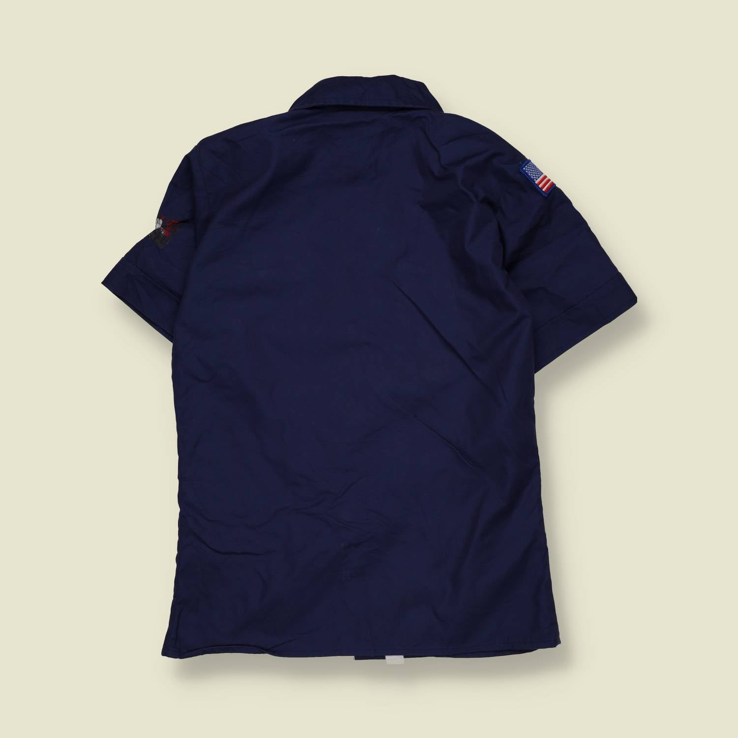 1980s–1990s | Boy Scouts of America | Short Sleeve Uniform Shirt | Dark Blue – XXXS